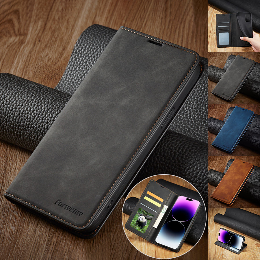 Thin Suede Leather Wallet iPhone Case – Flip Cover with Strong Magnet, Card Holder, and Premium Protection for iPhone Models