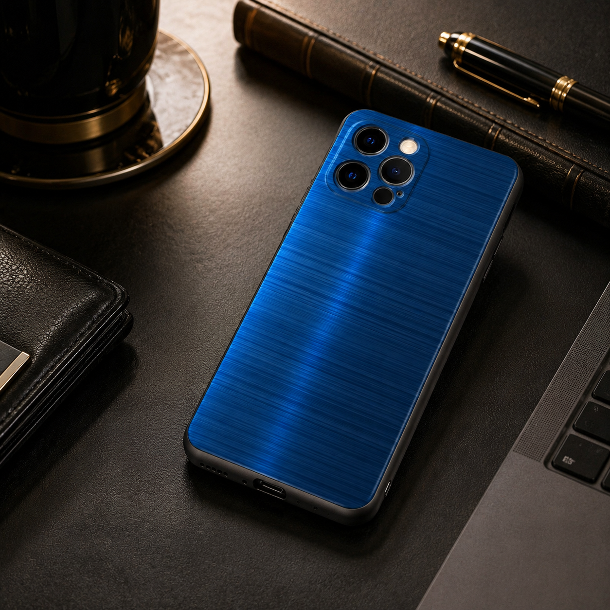 Premium iPhone Case Red Blue Metal TPU Cover Seawater Texture Shockproof Slim Protective Case Stylish Lightweight Design