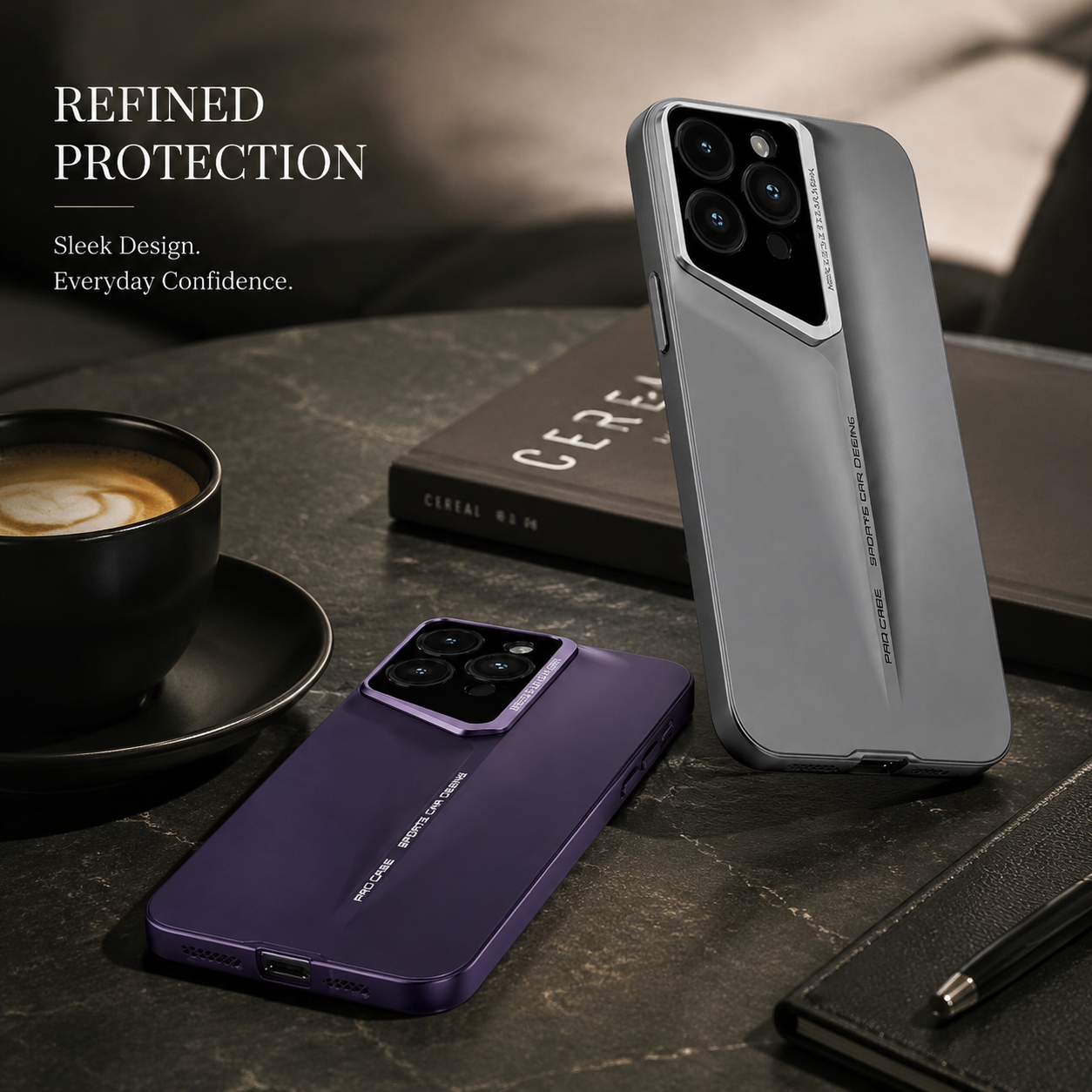 Premium iPhone Case Ultra Thin Titanium Style Protective Cover Shockproof Camera Protection Wireless Charging Matte Non Slip Full Coverage