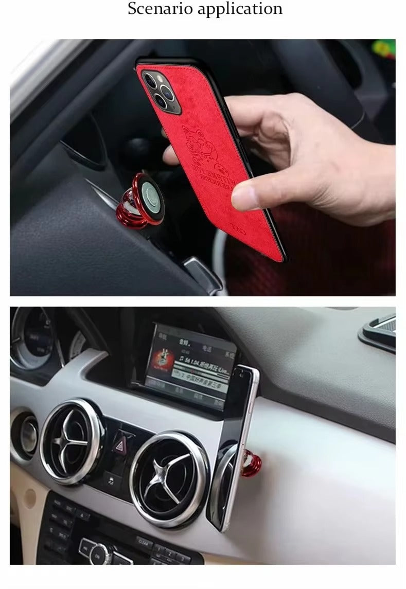 Premium Fashion Cloth iPhone Case – Built-in Magnetic Iron, Deer & Cat Design Durable Protective Shell | Case for iPhone