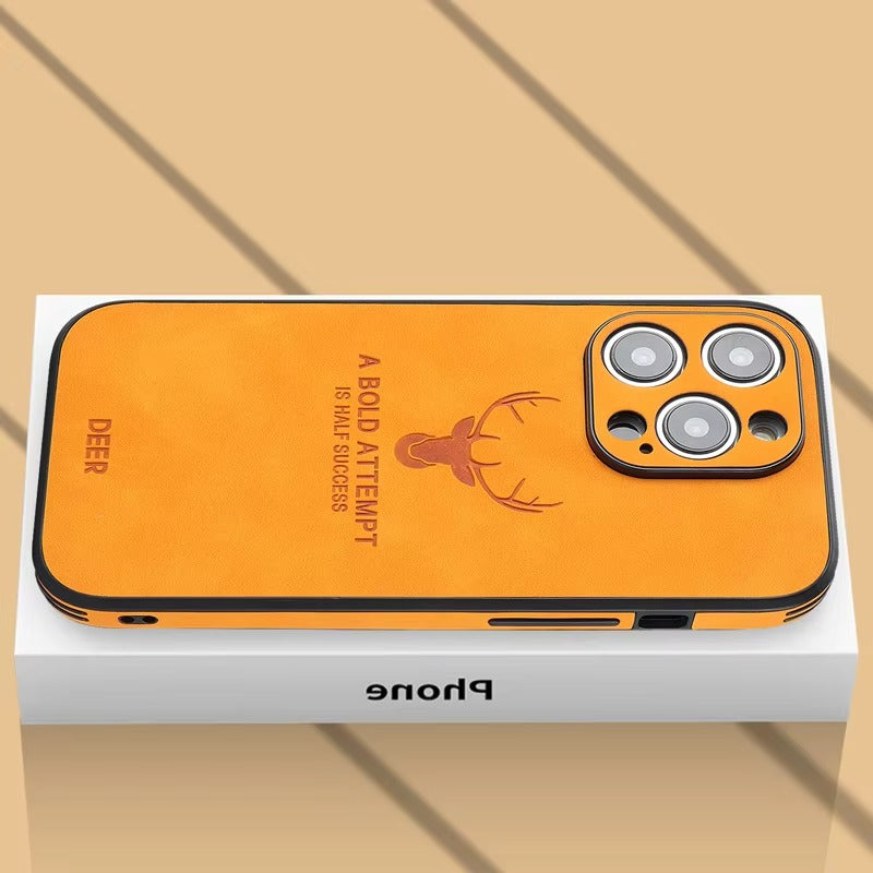 Luxury Vintage Lambskin PU Leather MagSafe iPhone Case – Wireless Charging, Full Protection, Stylish & Durable Cover