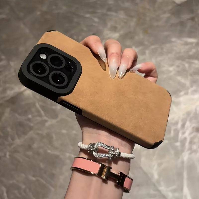 Premium Matte Leather Silicone iPhone Case – Lens Protection, Bumper Design, Stylish & Durable Cover | Case for iPhone