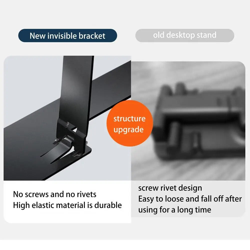 Premium Ultra-Thin Phone Holder Stand – 2PC Invisible Foldable Bracket, 0.6mm Stainless Steel Grip Mount, Dual-Angle Desktop Support for Smartphones