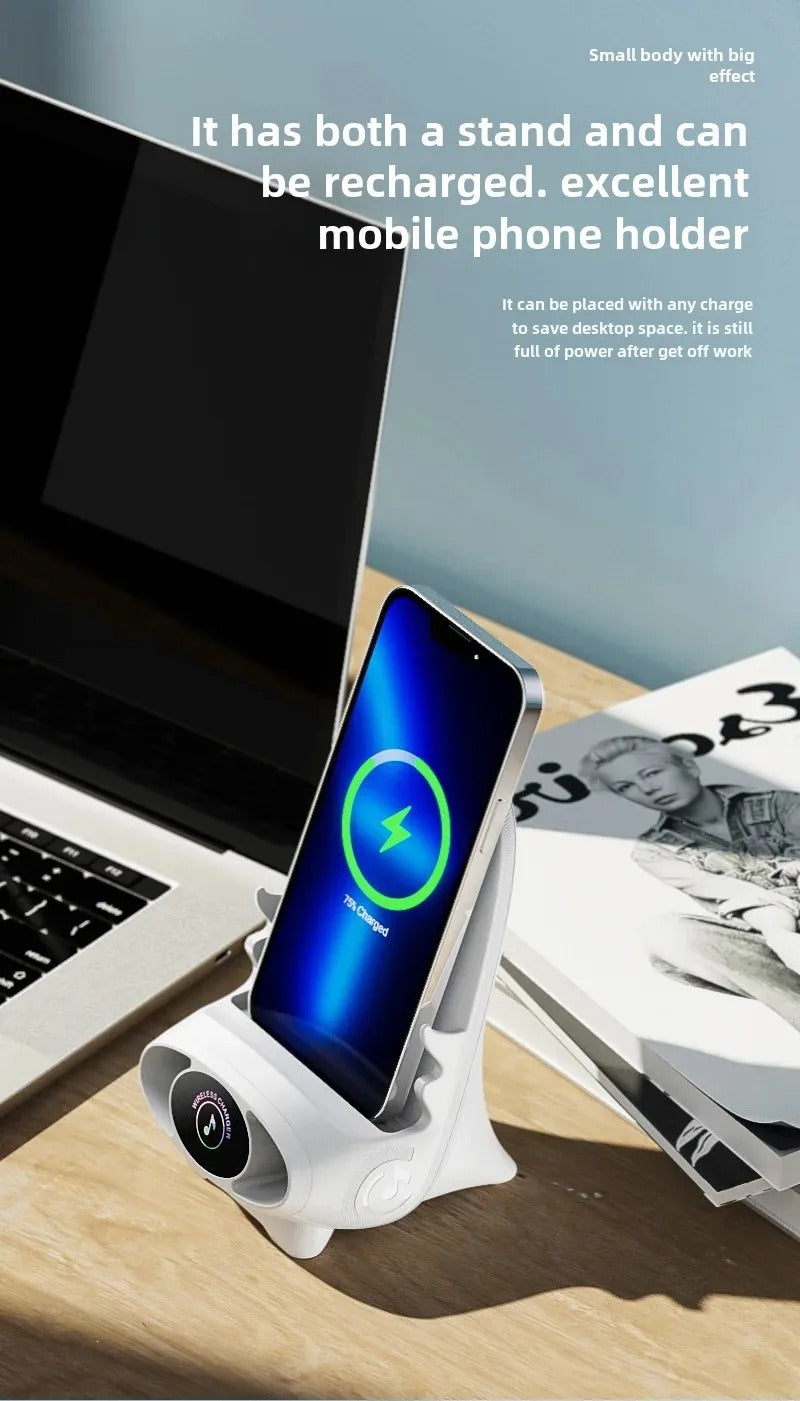 Premium Universal Wireless Charging Stand – 15W Fast Charger Dock with Cooling Hole Design, Phone Holder Function and Aromatherapy Feature for iPhone & Samsung