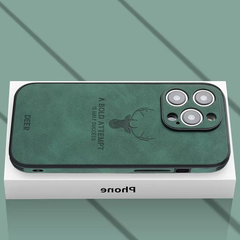 Premium Fashion Cloth iPhone Case – Built-in Magnetic Iron, Deer & Cat Design Durable Protective Shell | Case for iPhone