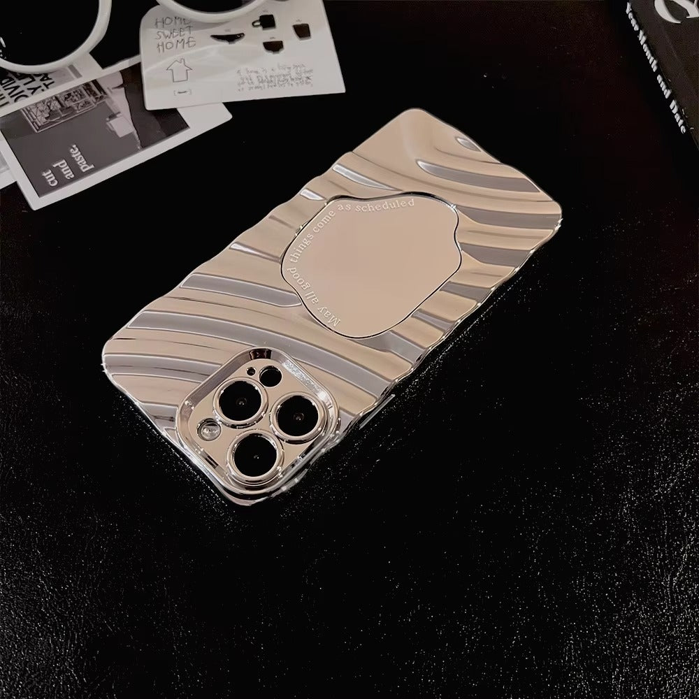 Luxury Apple iPhone Case, MagSafe Compatible, Camera Lens and Screen Protection, Ultra Thin, Shockproof, Magnetic, Full All Around Protection, Wavy Mirror Bumper Cover