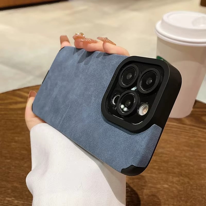 Premium Matte Leather Silicone iPhone Case – Lens Protection, Bumper Design, Stylish & Durable Cover | Case for iPhone