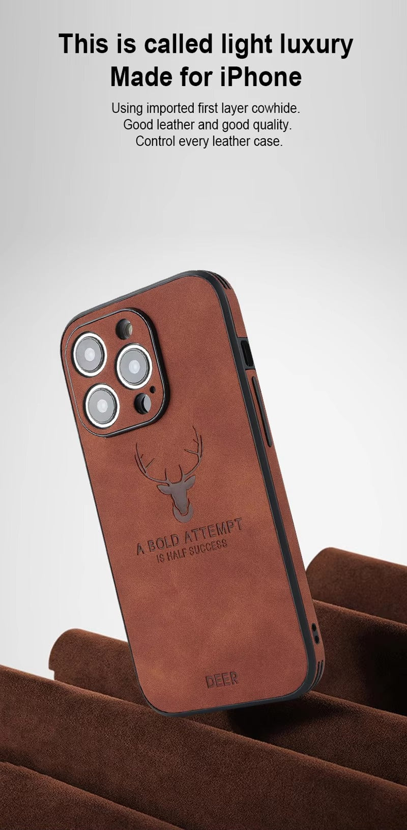 Premium Fashion Cloth iPhone Case – Built-in Magnetic Iron, Deer & Cat Design Durable Protective Shell | Case for iPhone