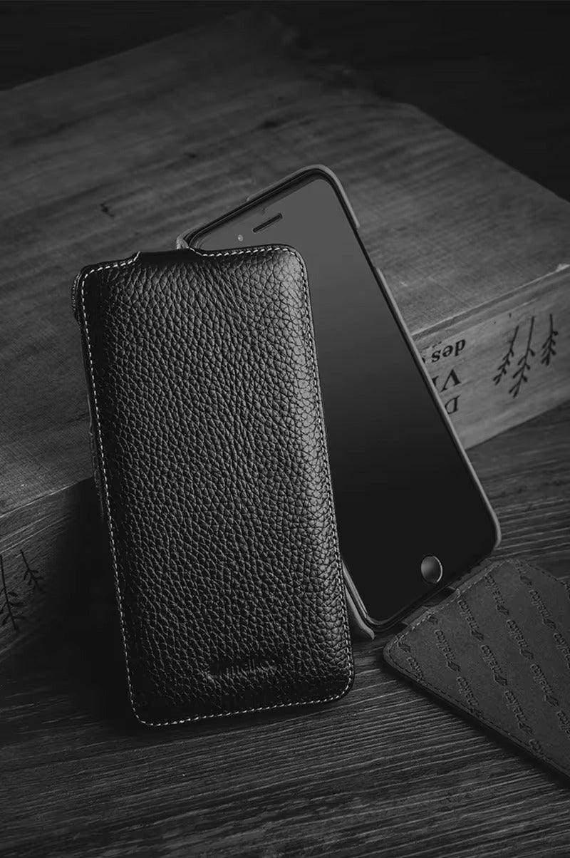 Premium Genuine Leather Flip iPhone Case – 100% Cowhide, Luxury Design, Stylish & Durable Protective Cover | Case for iPhone