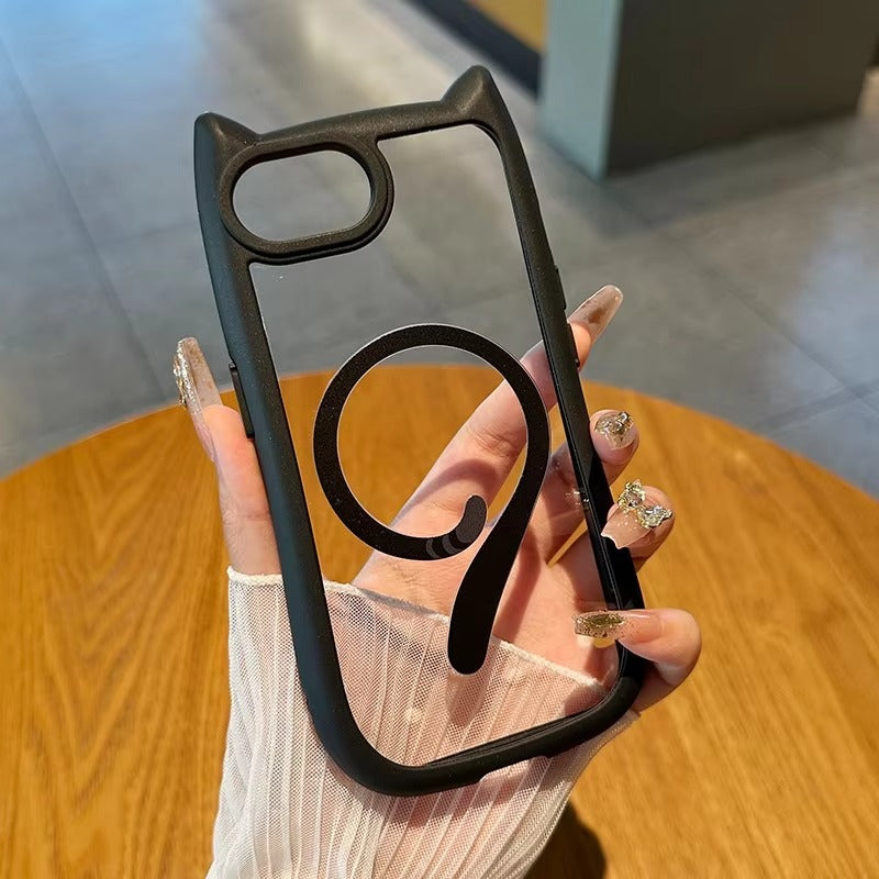 Premium Apple iPhone Case MagSafe Compatible, Camera Lens & Screen Protection, Cover with Cute Cat Ear Bumper Design