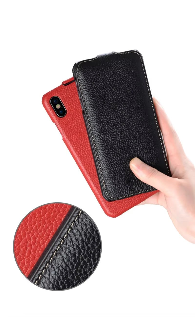 Premium Genuine Leather Flip iPhone Case – 100% Cowhide, Luxury Design, Stylish & Durable Protective Cover | Case for iPhone