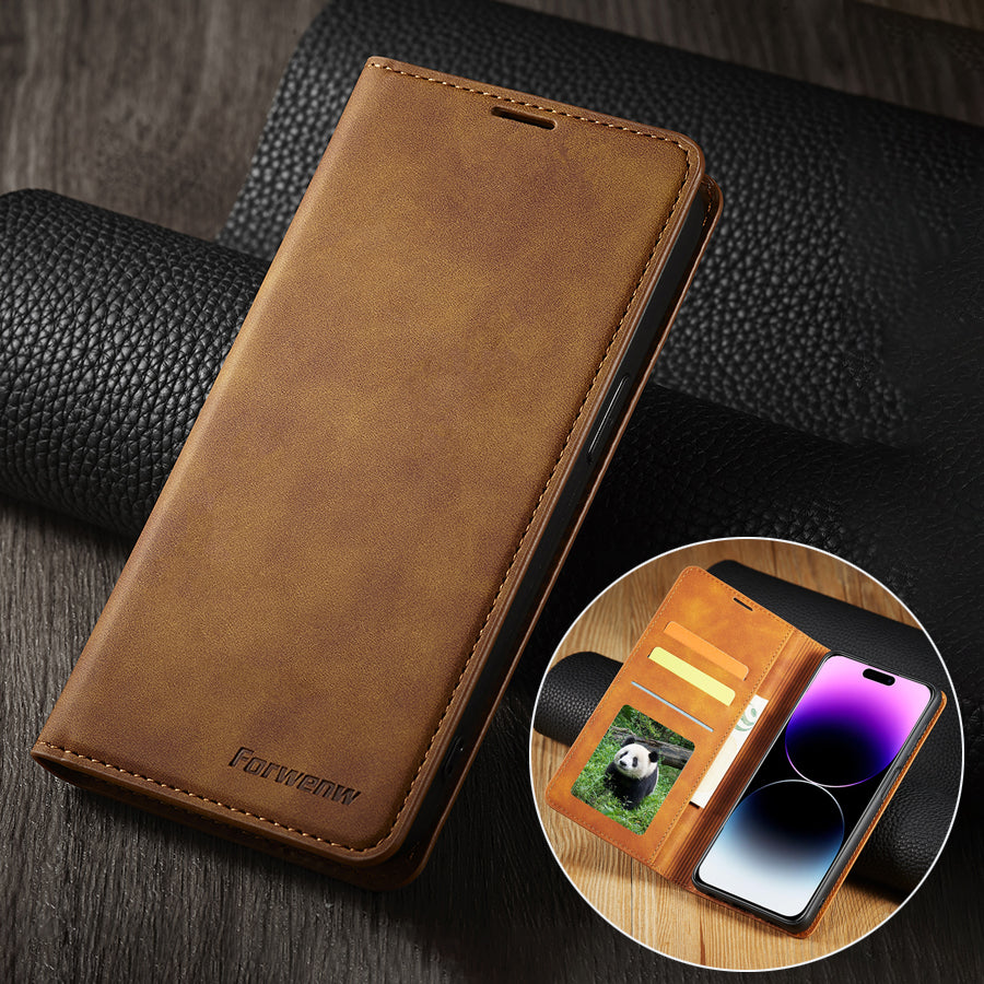 Thin Suede Leather Wallet iPhone Case – Flip Cover with Strong Magnet, Card Holder, and Premium Protection for iPhone Models