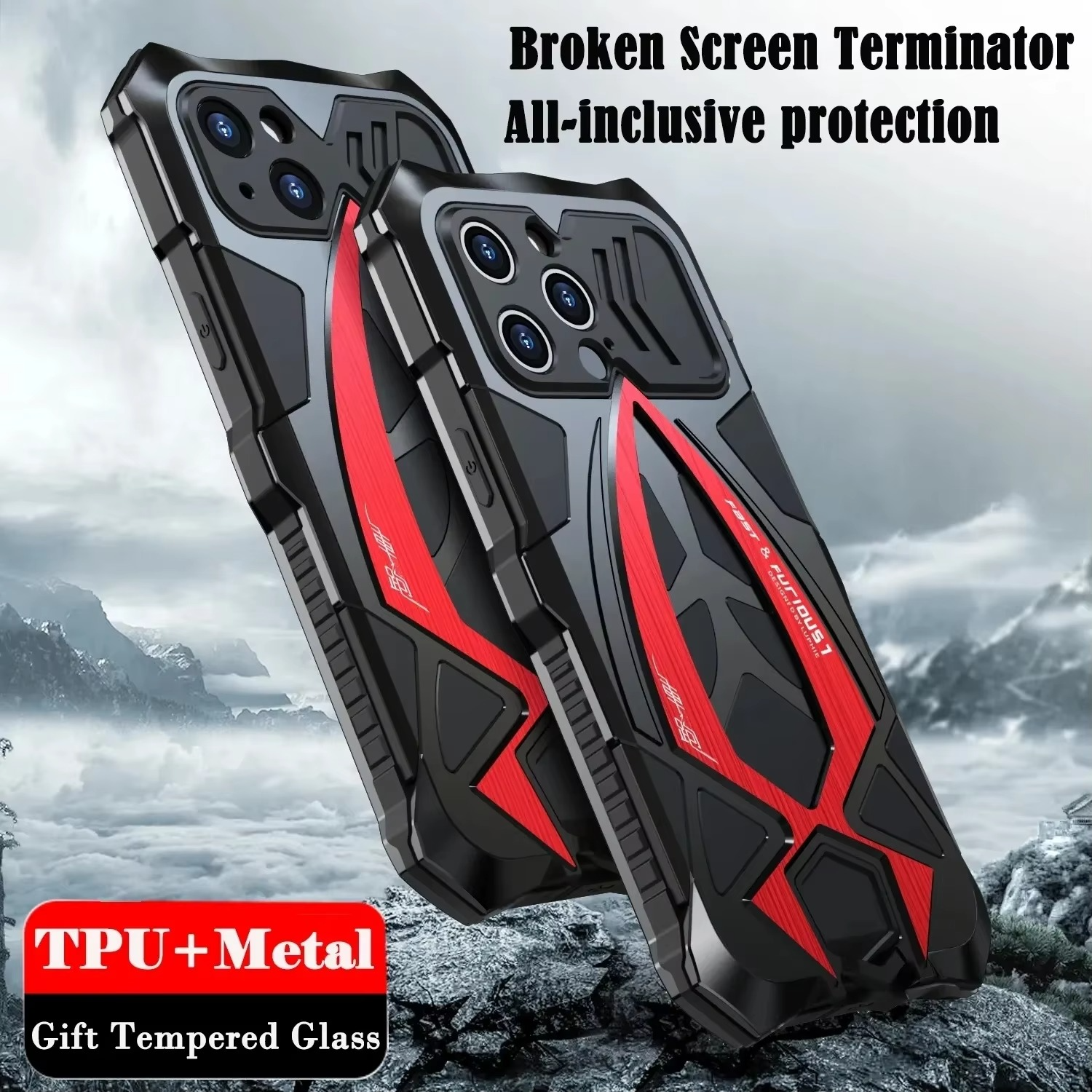 Robust Apple iPhone Case, MagSafe Compatible, Camera Lens and Screen Protection, Ultra Thin, Shockproof, Magnetic, Full All Around Protection, Heavy Armor Metal Cover