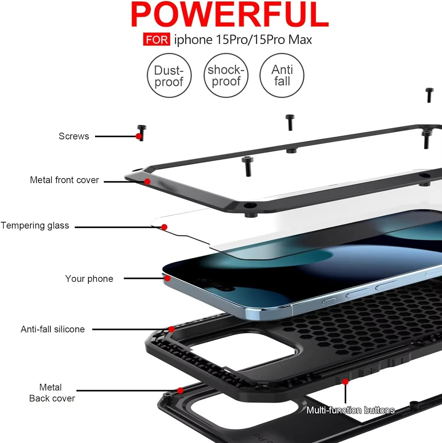 Robust Apple iPhone Case, MagSafe Compatible, Camera Lens and Screen Protection, Ultra Thin, Shockproof, Magnetic, Full All Around Protection, Aluminum Armor Tank Cover