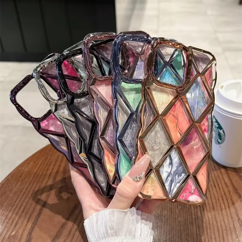 Luxury Apple iPhone Case, MagSafe Compatible, Camera Lens and Screen Protection, Ultra Thin, Shockproof, Magnetic, Full All Around Protection, Diamond Grid Soft Cover