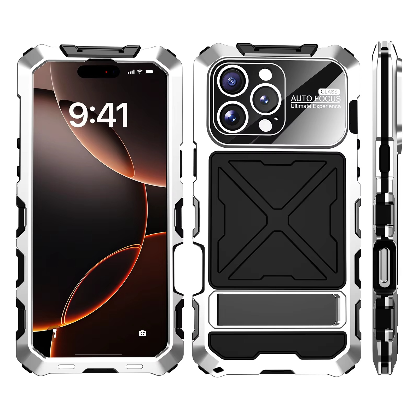 Robust Apple iPhone Case, MagSafe Compatible, Camera Lens and Screen Protection, Ultra Thin, Shockproof, Magnetic, Full All Around Protection, 360 Metal Lock Glass Cover