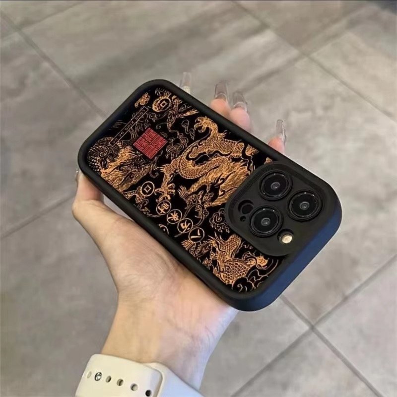 Luxury Apple iPhone Case, MagSafe Compatible, Camera Lens and Screen Protection, Ultra Thin, Shockproof, Magnetic, Full All Around Protection, Eastern Dragon Silicone Cover