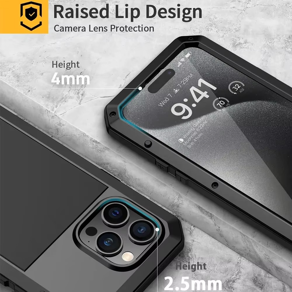 Premium Apple iPhone Case, MagSafe Compatible, Camera Lens and Screen Protection, Ultra Thin, Shockproof, Magnetic, Full All Around Protection, Full Metal Protective Case