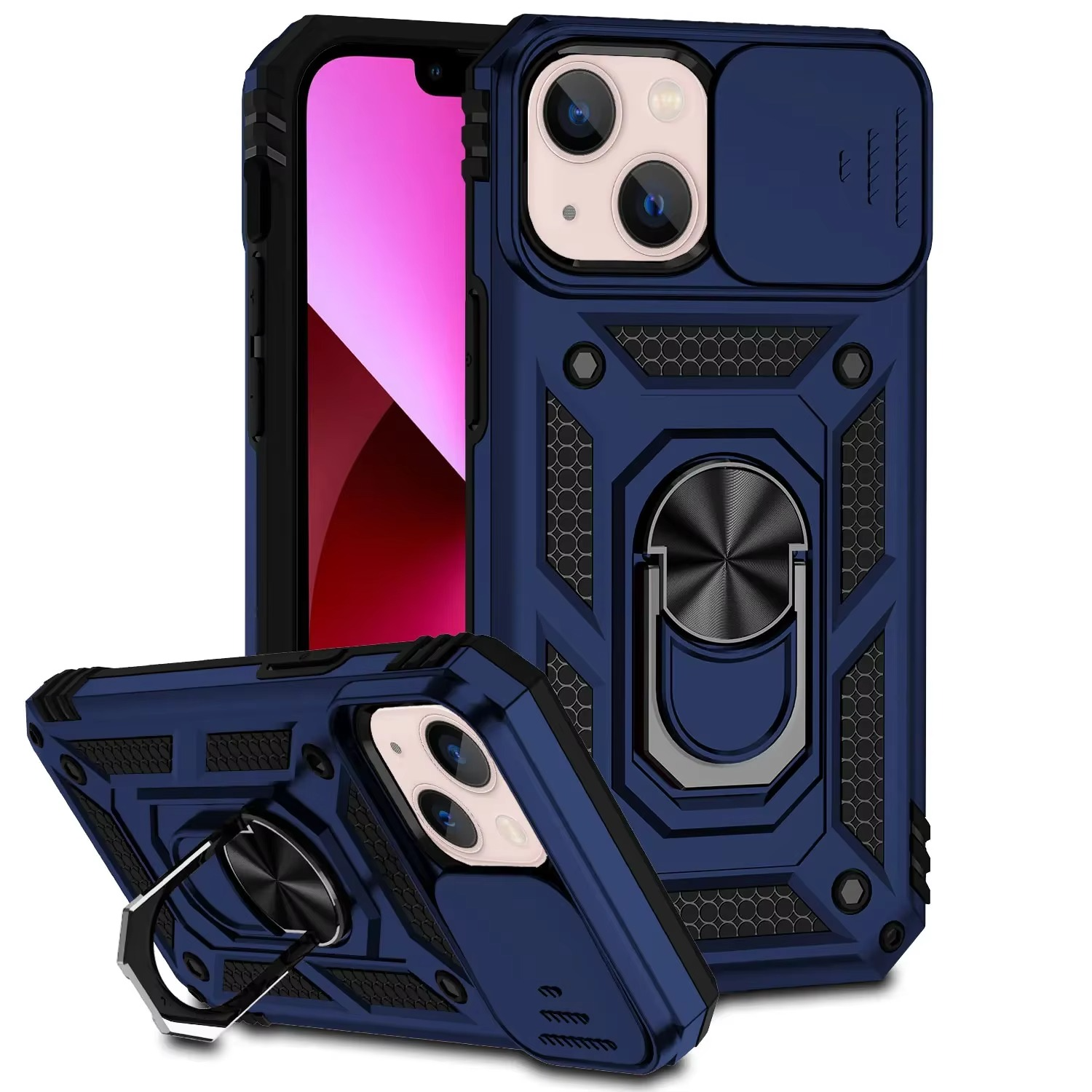 Robust Apple iPhone Case, MagSafe Compatible, Camera Lens and Screen Protection, Ultra Thin, Shockproof, Magnetic, Full All Around Protection, 360 Ring Car Mount Cover