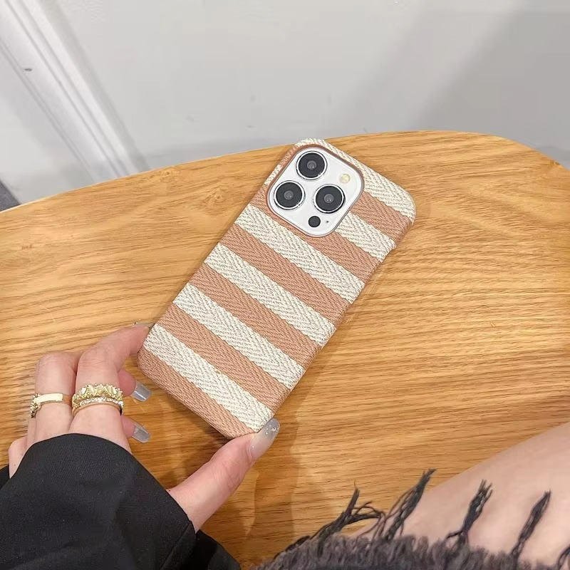 Premium Apple iPhone Case, MagSafe Compatible, Camera Lens and Screen Protection, Ultra Thin, Shockproof, Magnetic, Full All Around Protection, Canvas Stripe Fabric Cover