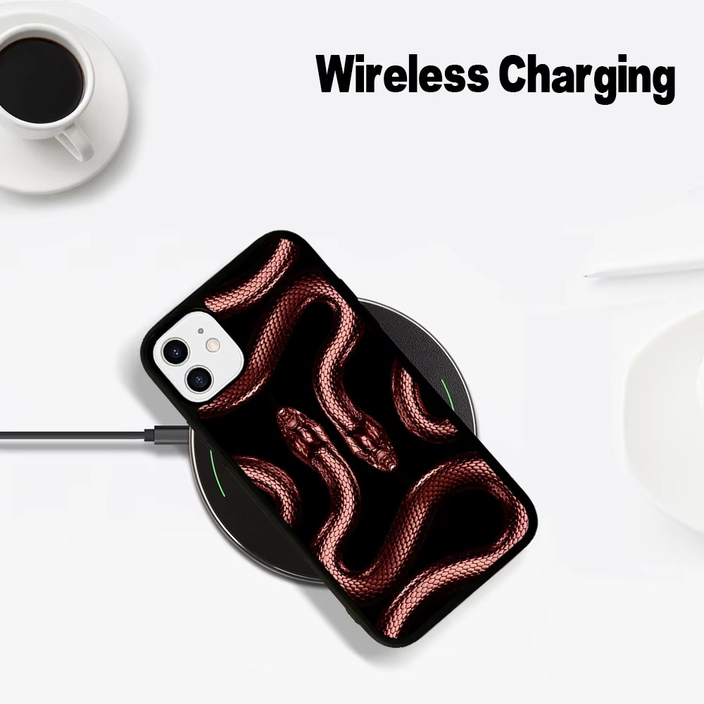 Luxury Apple iPhone Case, MagSafe Compatible, Camera Lens and Screen Protection, Ultra Thin, Shockproof, Magnetic, Full All Around Protection, Black Gold Snake Cover