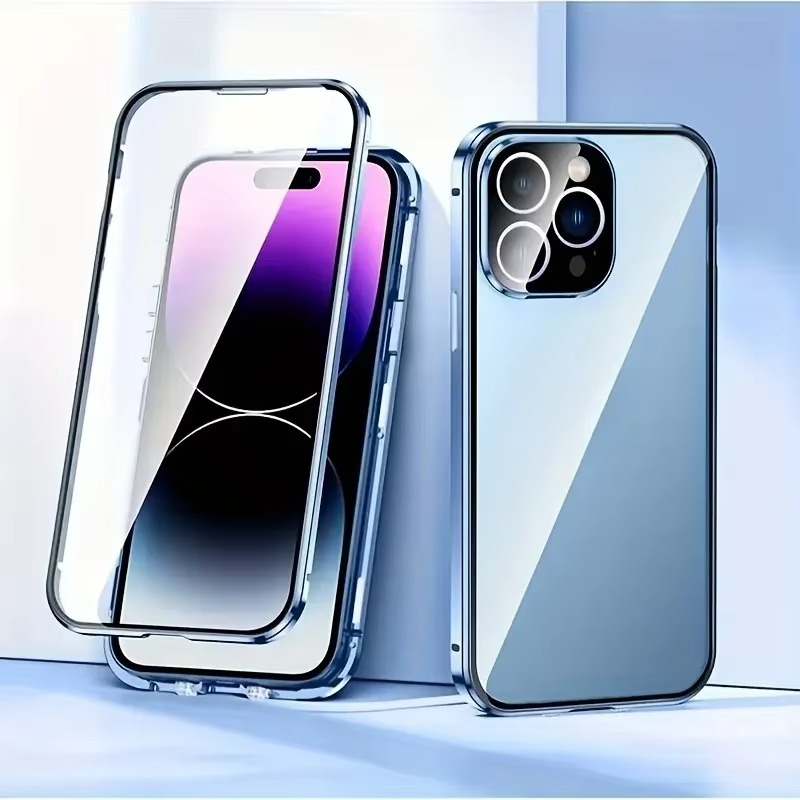 Luxury Apple iPhone Case, MagSafe Compatible, Camera Lens and Screen Protection, Ultra Thin, Shockproof, Magnetic, Full All Around Protection, Privacy Glass Snap Case