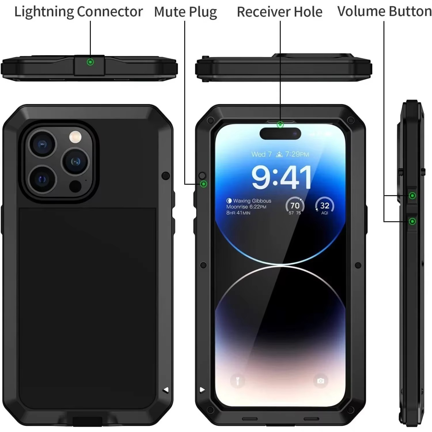 Premium Apple iPhone Case, MagSafe Compatible, Camera Lens and Screen Protection, Ultra Thin, Shockproof, Magnetic, Full All Around Protection, Full Metal Protective Case