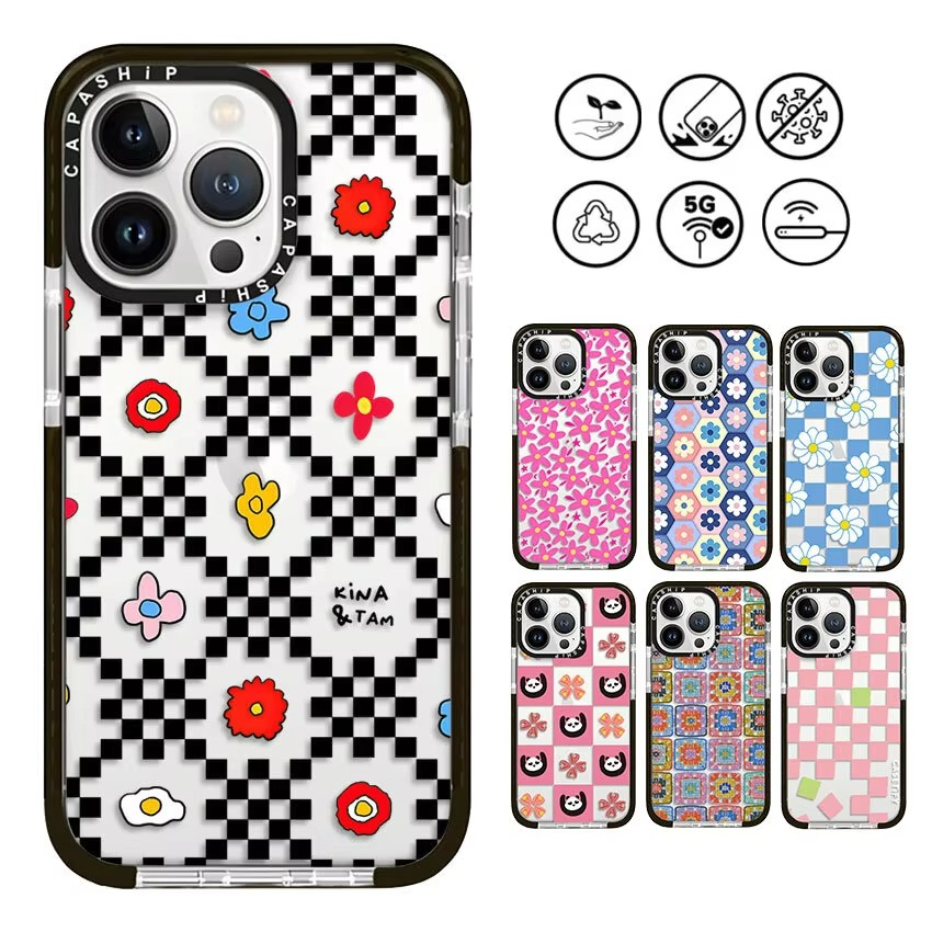 Premium Apple iPhone Case, MagSafe Compatible, Camera Lens and Screen Protection, Ultra Thin, Shockproof, Magnetic, Full All Around Protection, Chessboard Floral Soft Cover