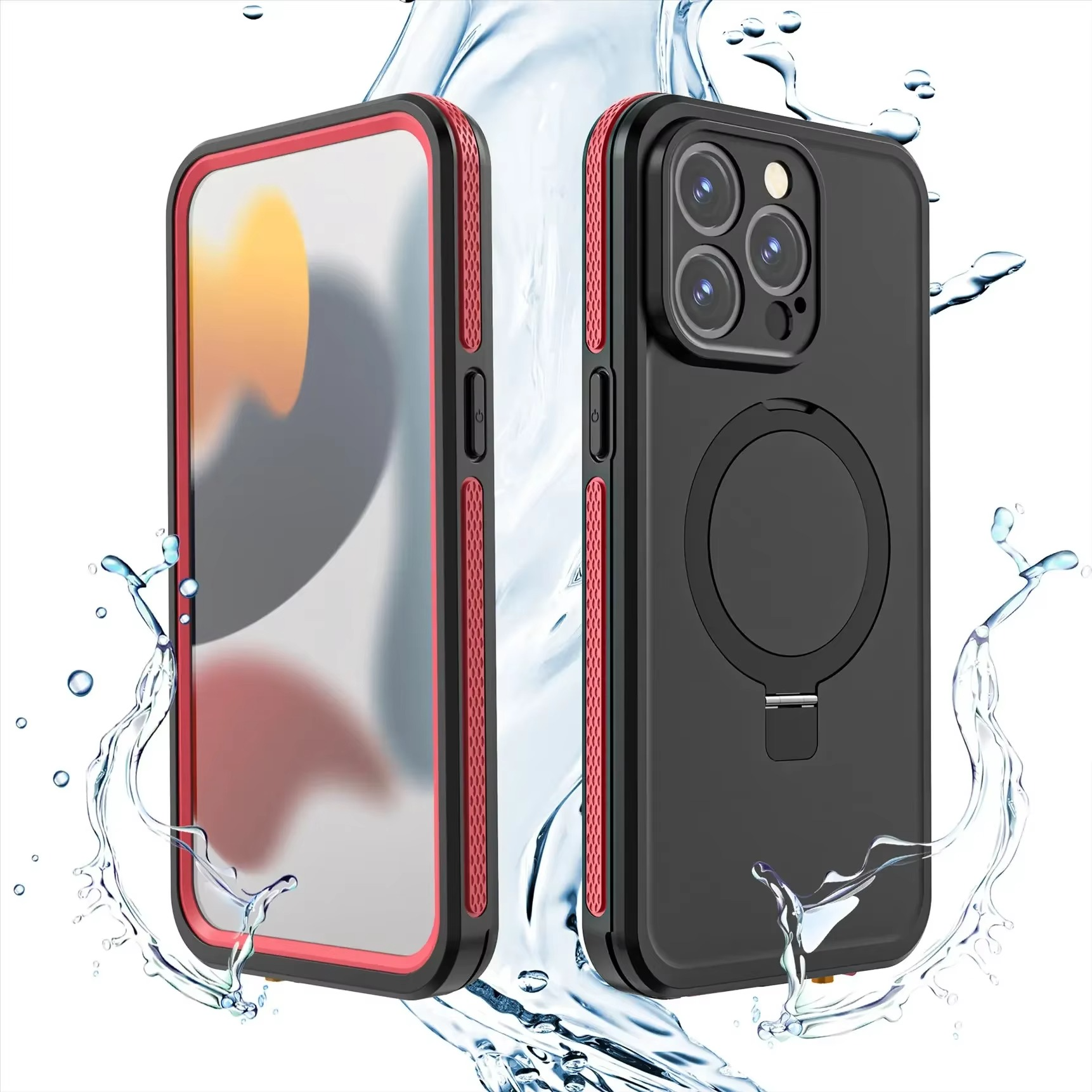 Robust Apple iPhone Case, MagSafe Compatible, Camera Lens and Screen Protection, Ultra Thin, Shockproof, Magnetic, Full All Around Protection, IP68 Waterproof Sports Cover