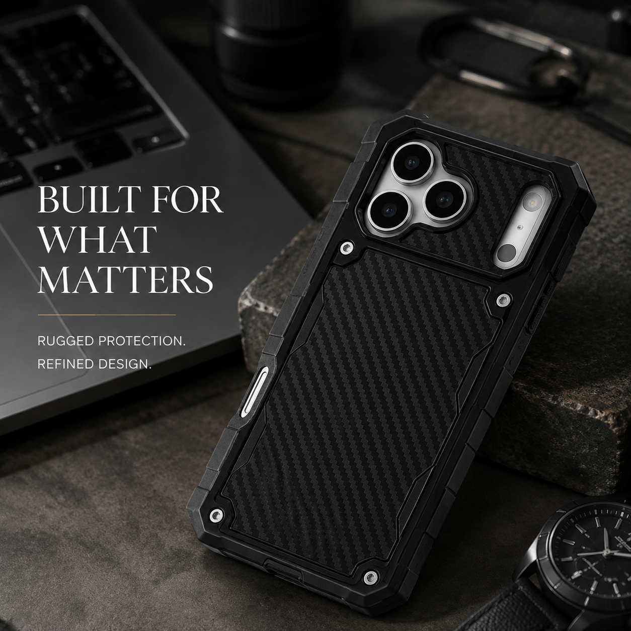 Premium iPhone Case Heavy Duty MagSafe Compatible Protective Cover Shockproof Military Grade Drop Protection Scratch Resistant Full Coverage