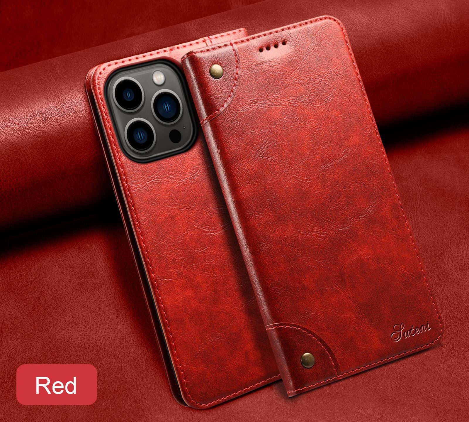 Retro Leather Wallet iPhone Case – Magnetic Closure, Card Slots, Shockproof Protection Durable PU Leather Cover for iPhone