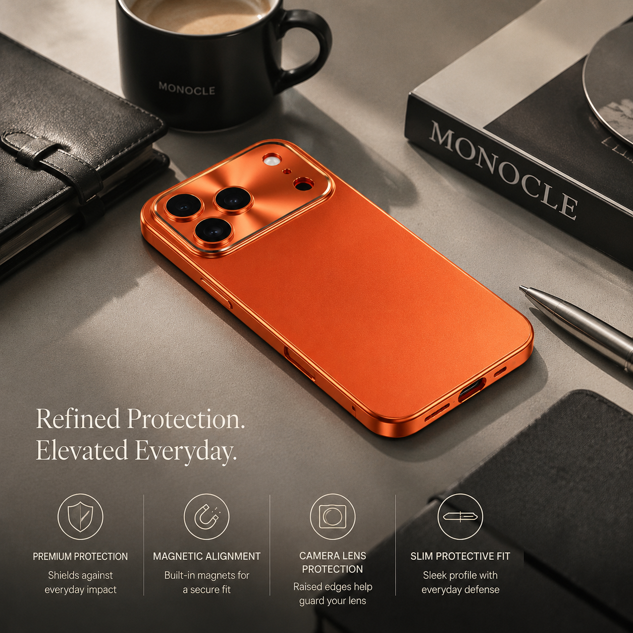 Premium Luxury iPhone Case Aluminum Alloy Frame Frosted Matte Backplate Cover Shockproof Camera Lens Protection Ultra Thin Slim Durable Design Finish