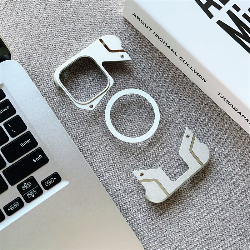 Aluminum Alloy Frameless - Metal Bumper, Transparent PC Back, Magnetic Wireless Charging Compatible | Case for iPhone