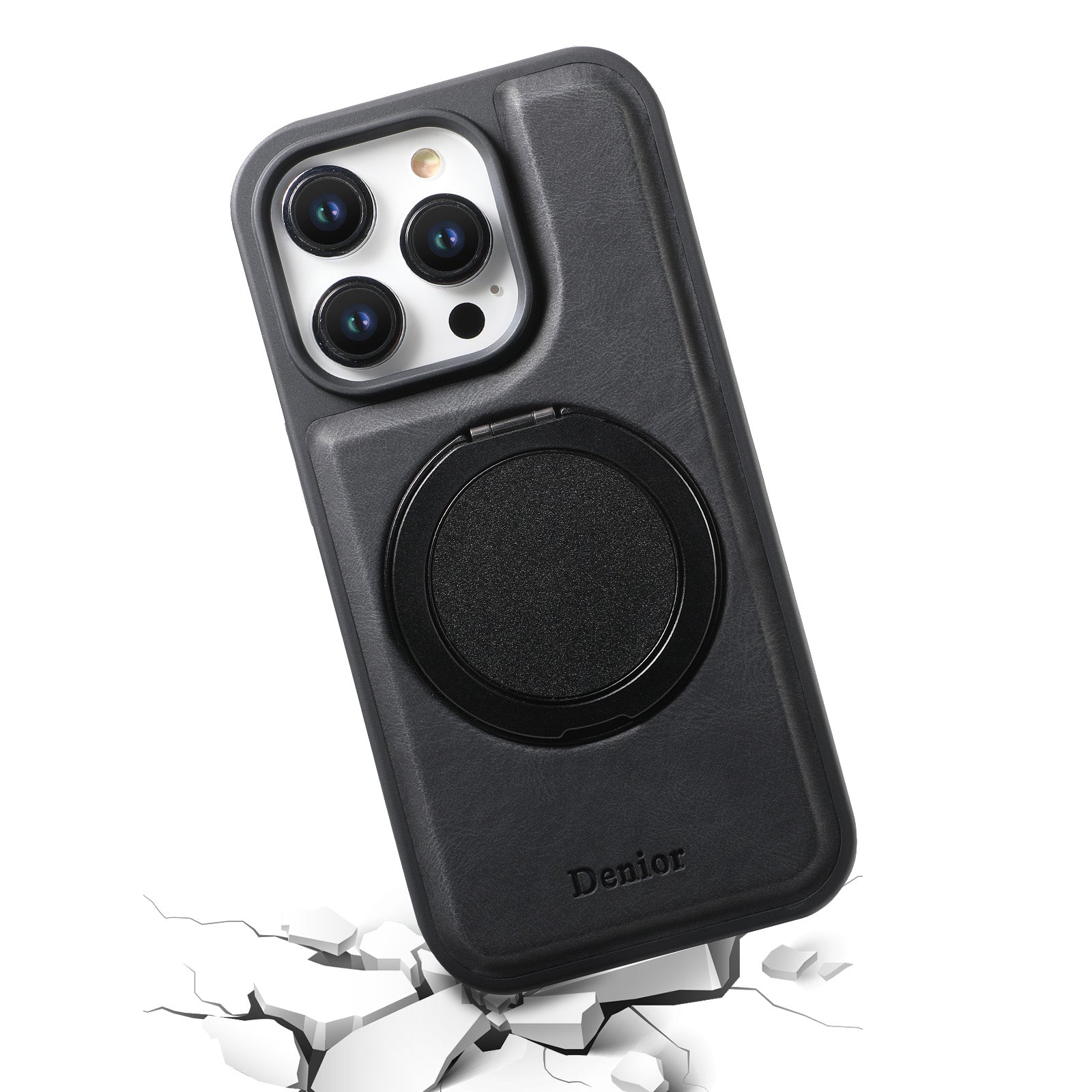 Luxury Magnetic Card Holder iPhone Case – 360° Rotating Stand, Multifunctional Leather Wallet, Shockproof Protection, MagSafe Compatible Cover for iPhone Models