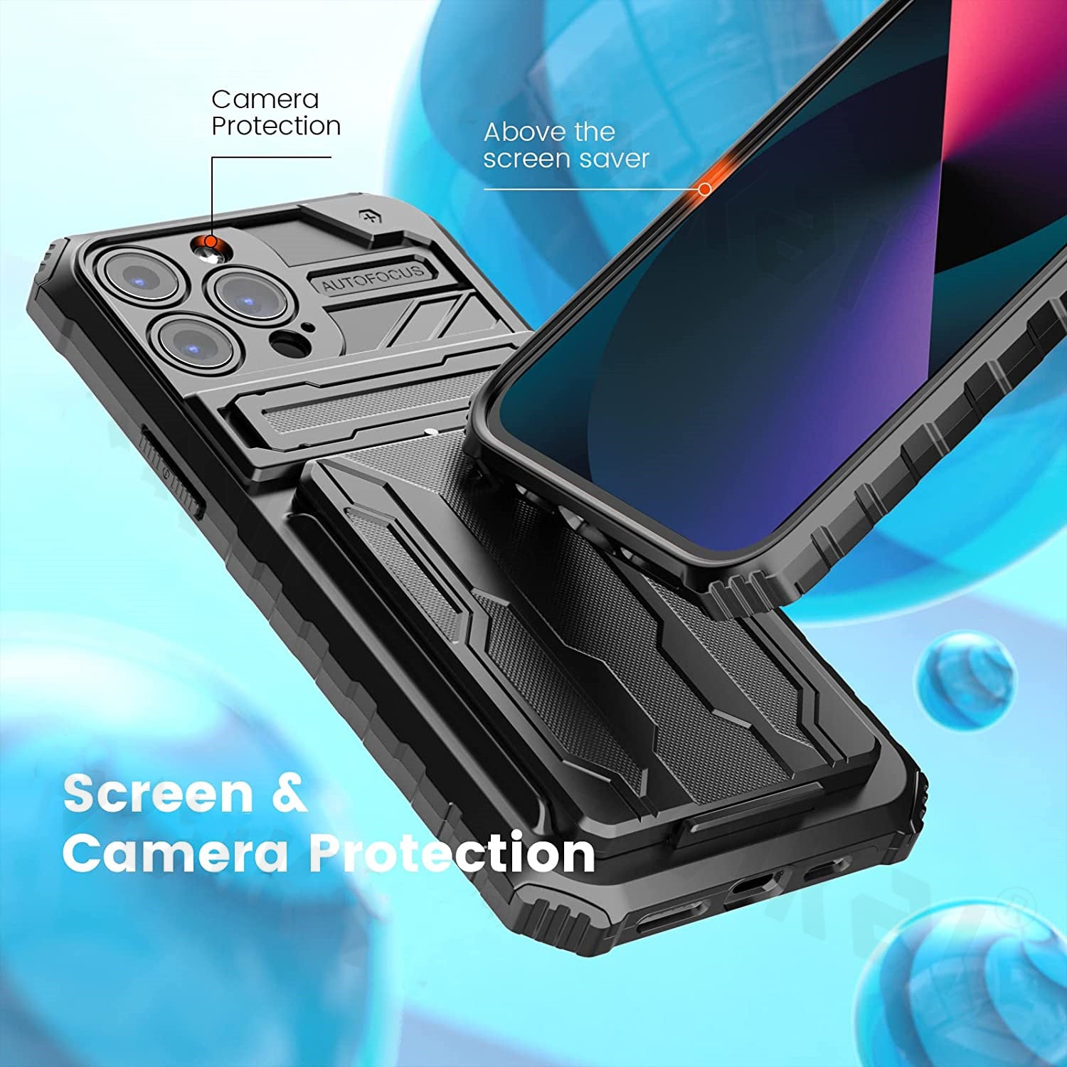 Shockproof Card Holder iPhone Case – Kickstand, Camera Protection, Durable Cover for iPhone Models