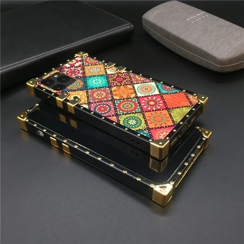 Luxury Glitter Retro Flower Phone Case – Bling & Stylish Protection for iPhone Models Durable, Fashionable for Women
