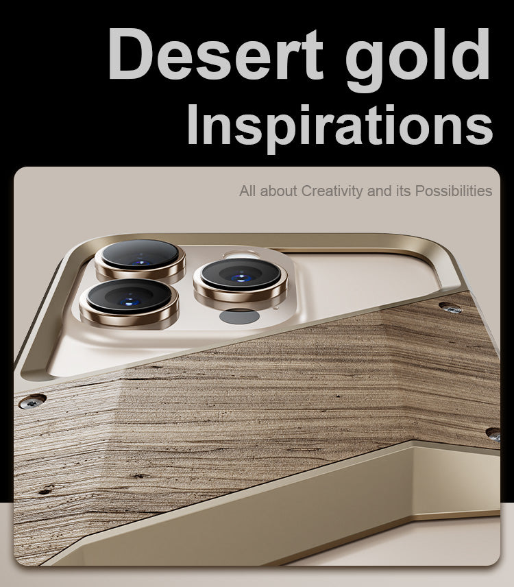 Irregular Metal Frame iPhone Case – Aluminum Alloy and Solid Wood Shockproof Frameless Cover for iPhone Models Design
