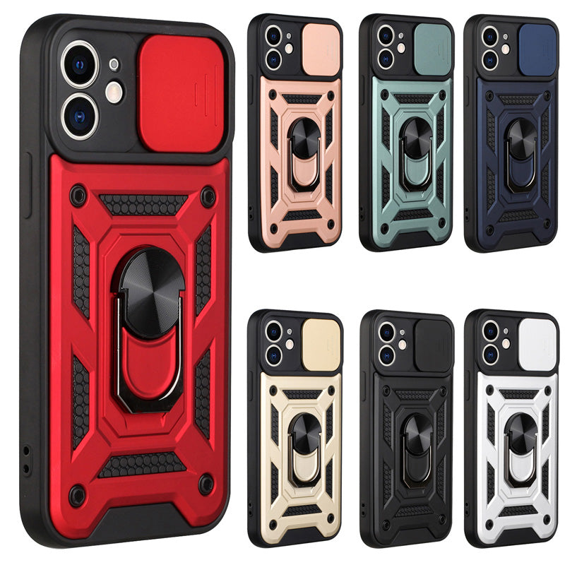 Shockproof Armor iPhone Case – Slide Camera Lens Protection, Rugged Full-Body Cover for iPhone Models