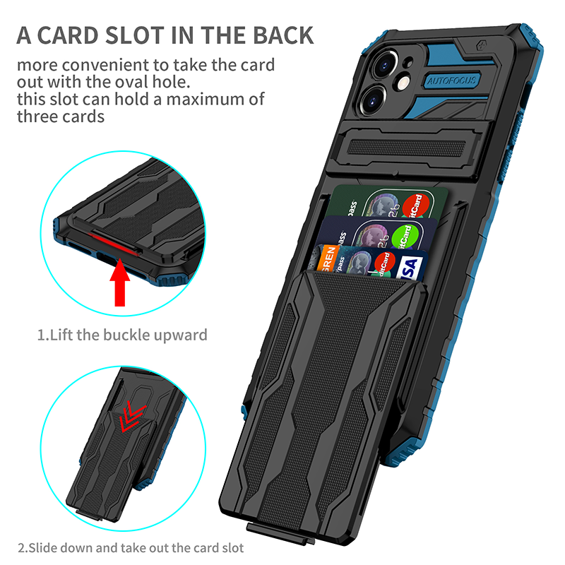 Shockproof Card Holder iPhone Case – Kickstand, Camera Protection, Durable Cover for iPhone Models