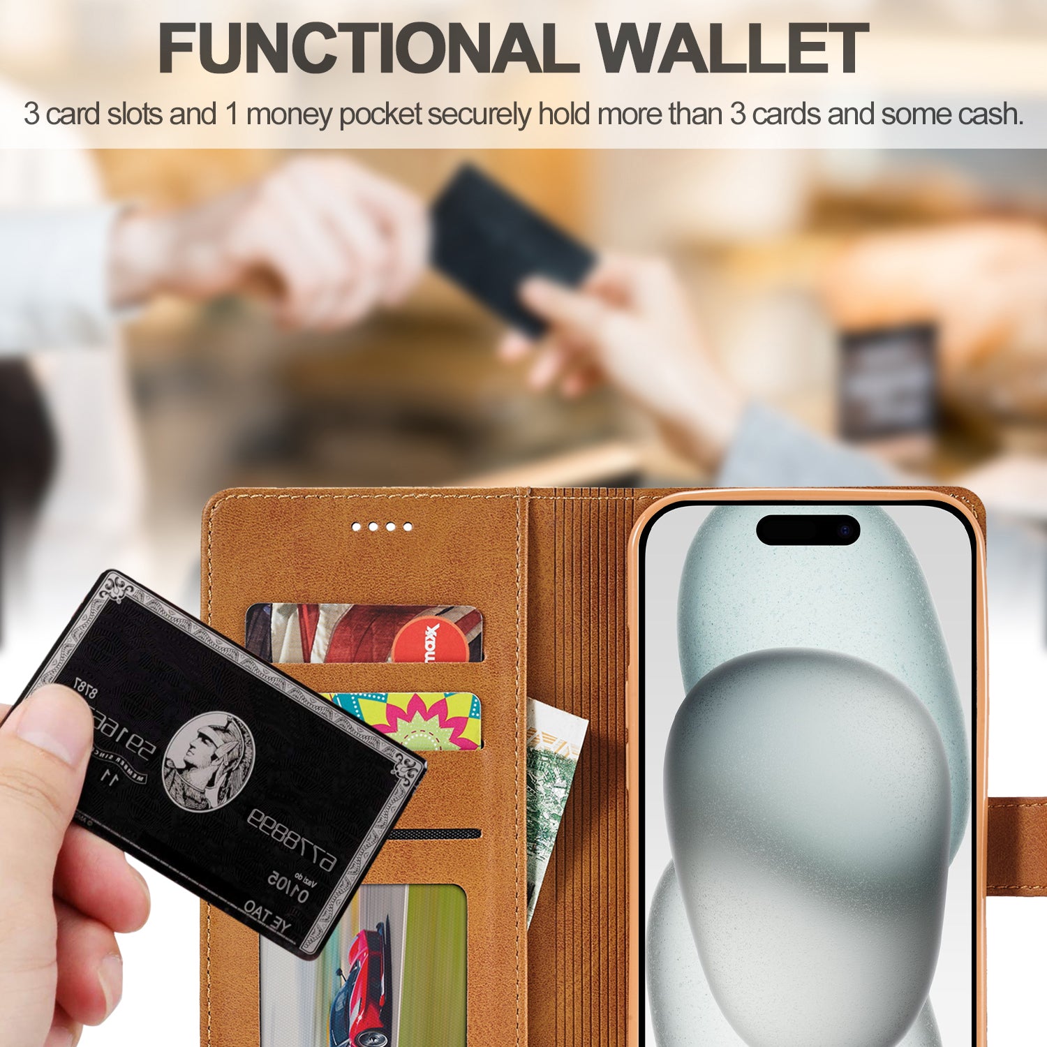Luxury Leather Wallet iPhone Case – Flip Cover with Card Slot, Magnetic Closure, and Premium Protection for iPhone Models