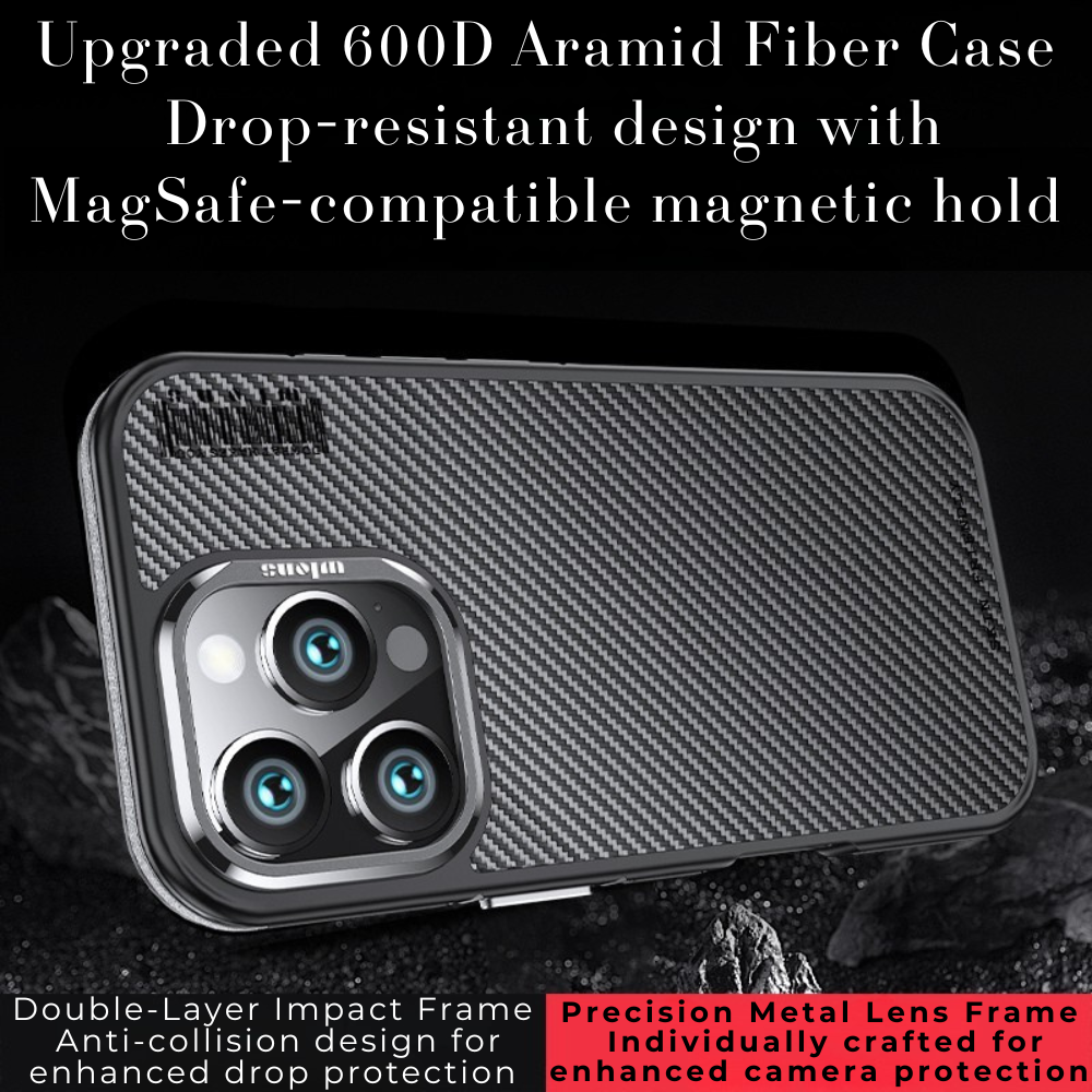 Premium 100% Aramid Fiber Kevlar iPhone Case – 600D Lightweight Compatible Ultra-Thin Protective Cover for iPhone Models