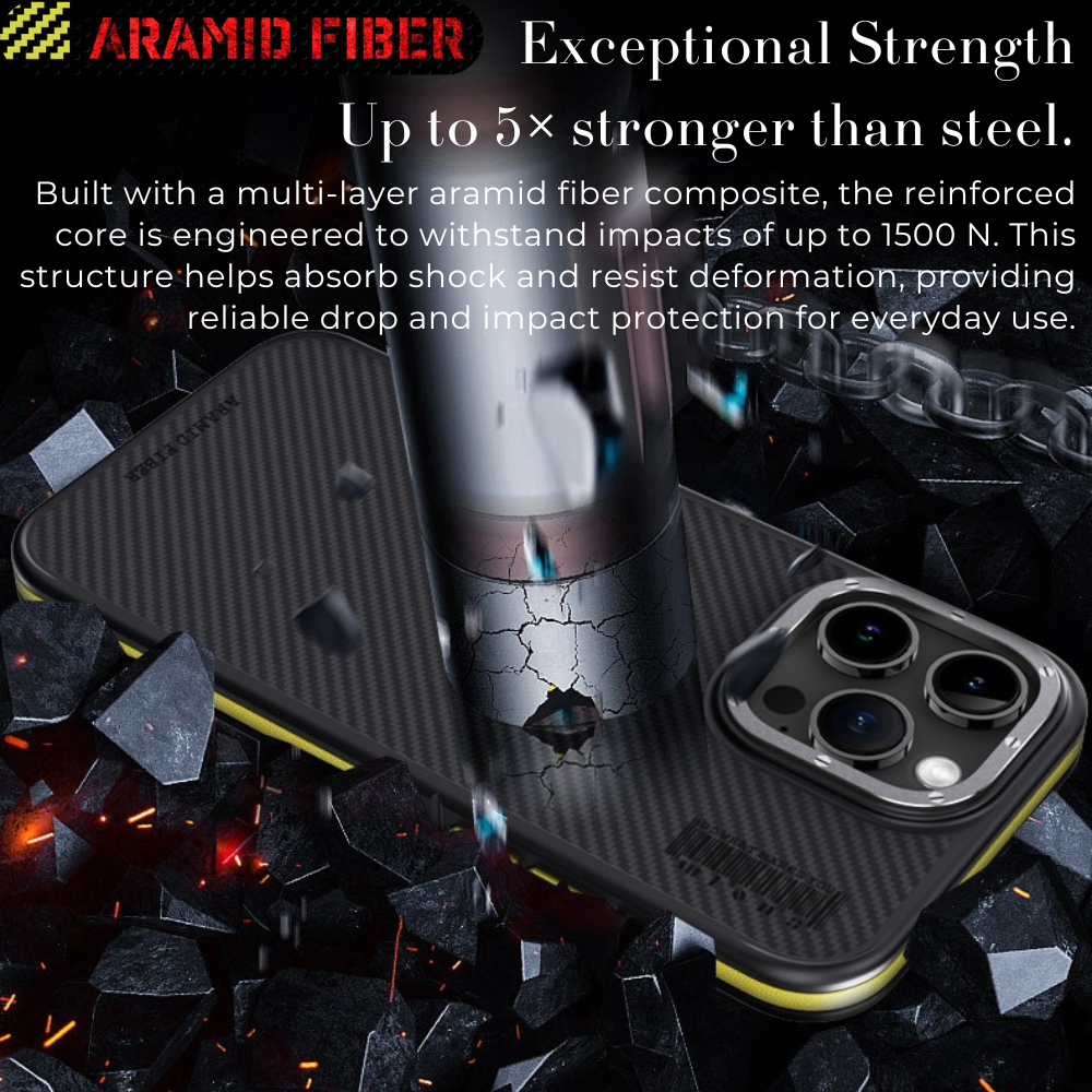 Premium 100% Aramid Fiber Kevlar iPhone Case – 600D Lightweight Compatible Ultra-Thin Protective Cover for iPhone Models