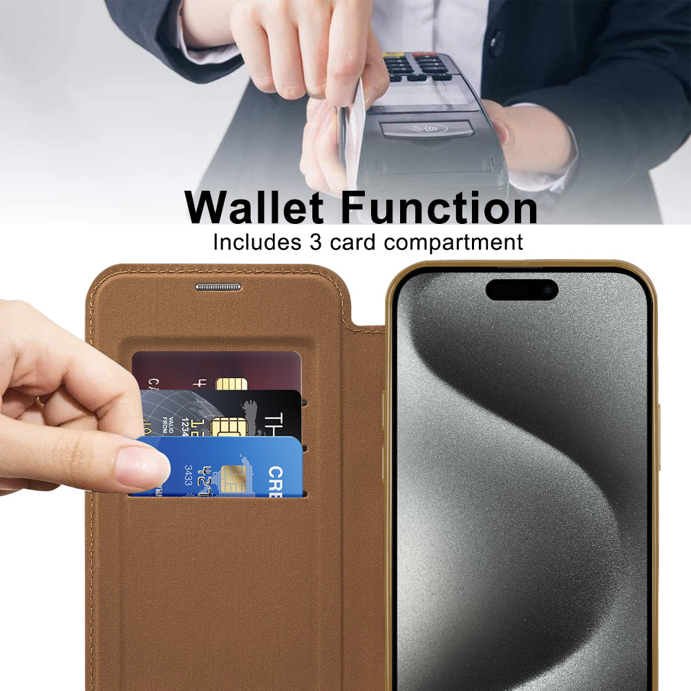 Luxury MagSafe Wallet iPhone Case – Grid Leather Flip Cover, Magnetic Card Holder, Shockproof Protection, Wireless Charging Compatible, Premium Design for iPhone Models