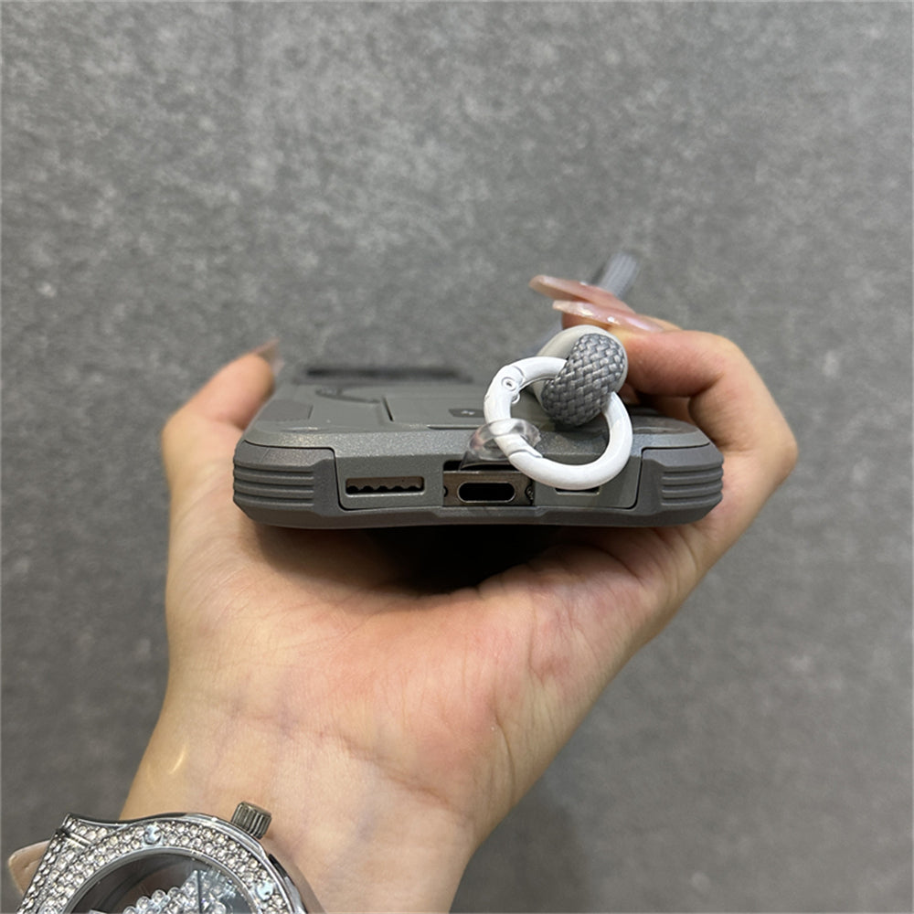 Deluxe Armor Stealth Bracket iPhone Case – Magnetic Super Fall Proof, Hard Shell with Lanyard, Protection for iPhone Models