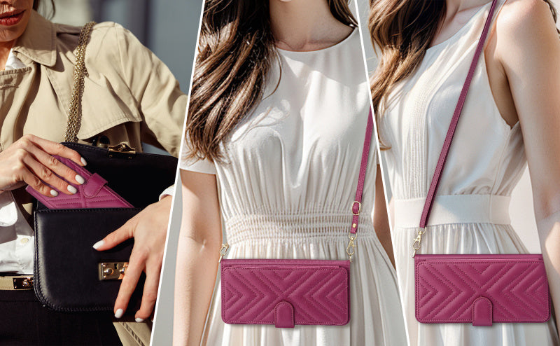 Luxury Crossbody Wallet iPhone Case – Fashion Shoulder Strap, Magnetic Closure, Card Holder and Premium Protection for iPhone