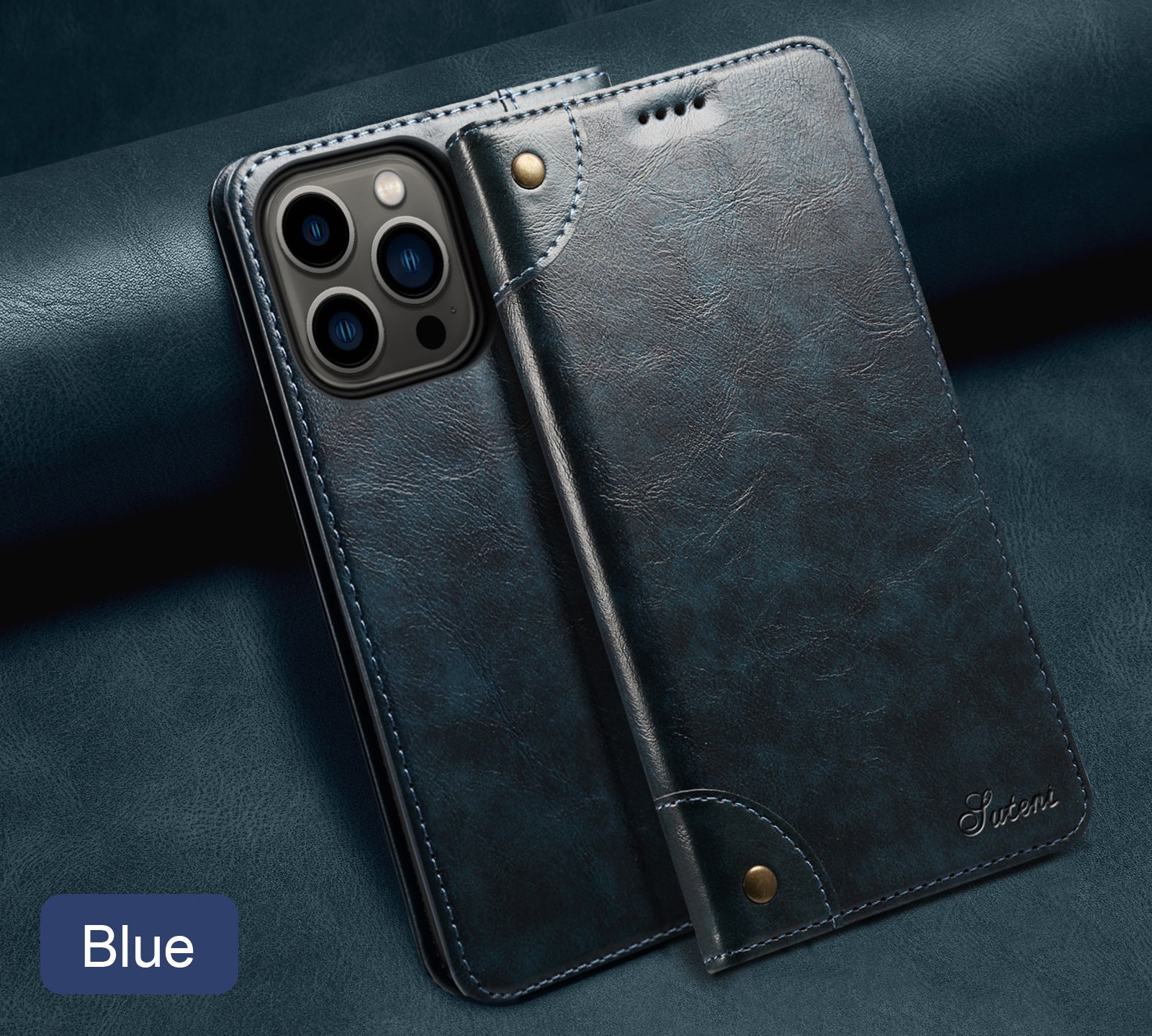 Retro Leather Wallet iPhone Case – Magnetic Closure, Card Slots, Shockproof Protection Durable PU Leather Cover for iPhone