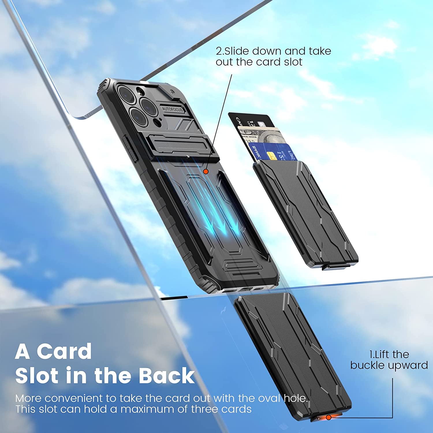 Shockproof Card Holder iPhone Case – Kickstand, Camera Protection, Durable Cover for iPhone Models