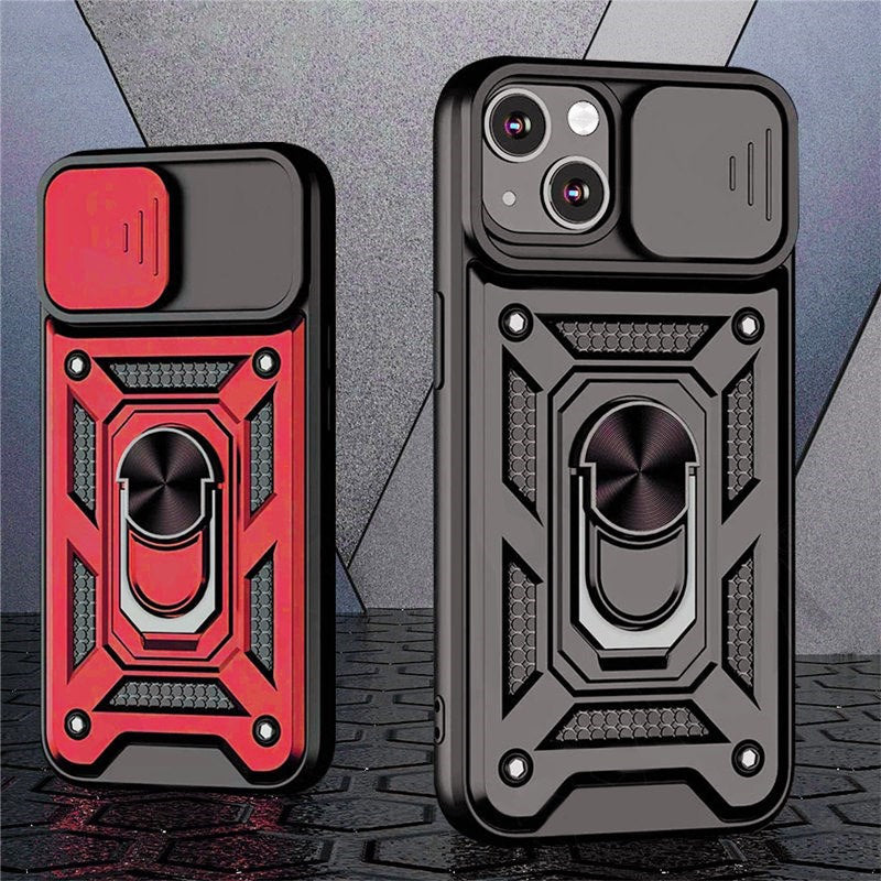 Shockproof Armor iPhone Case – Slide Camera Lens Protection, Rugged Full-Body Cover for iPhone Models