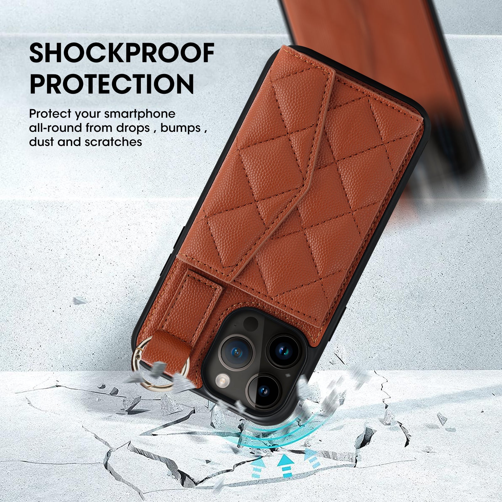 Luxury Crossbody Wallet iPhone Case – Cute Flip Leather Cover, Card Holder, Necklace Strap, Kickstand, Protection for iPhone