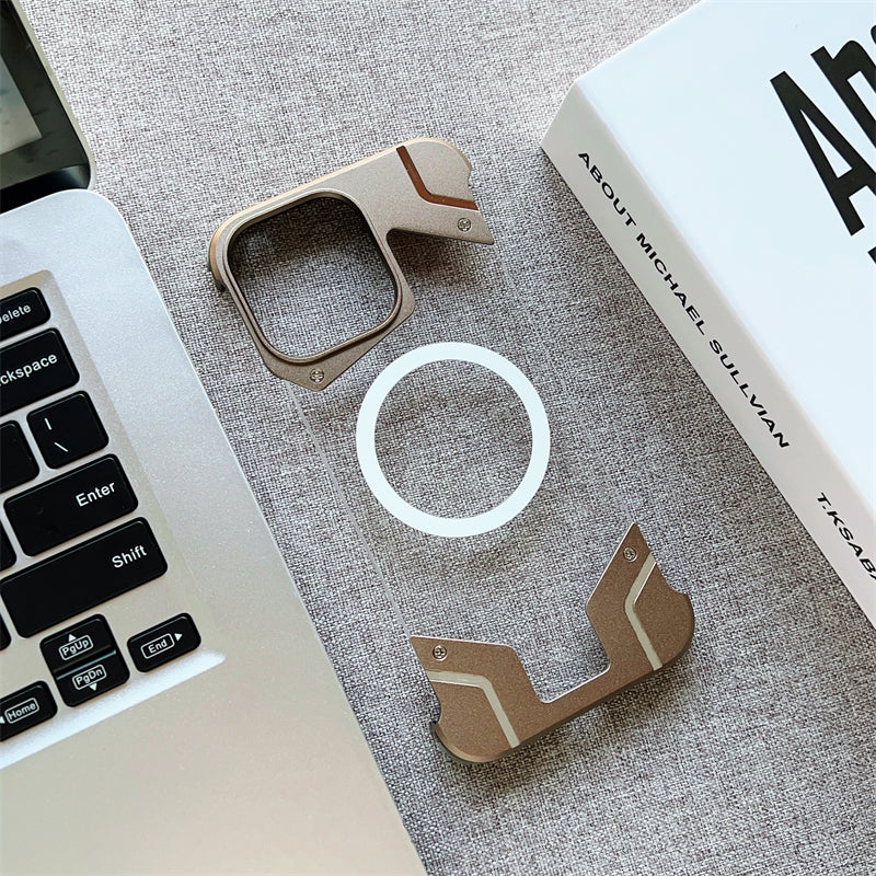 Aluminum Alloy Frameless - Metal Bumper, Transparent PC Back, Magnetic Wireless Charging Compatible | Case for iPhone